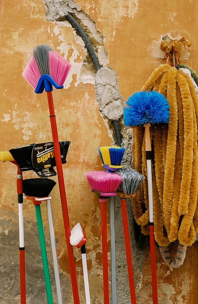 assorted-color floor brush lot